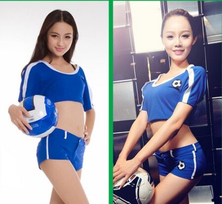 ชุดคอสเพลย์นักกีฬา สีน้ำเงิน สวยงาม เนื้อผ้าดี